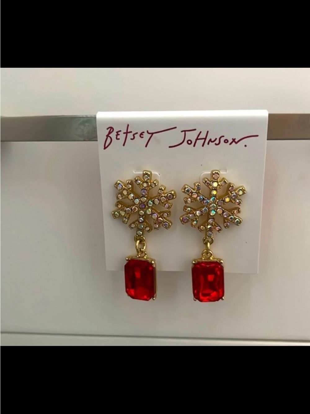 Betsey Johnson Snowflake Droop Earrings